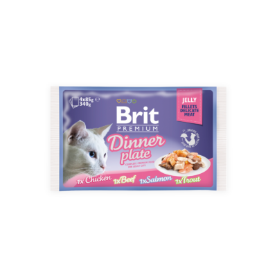 Brit Premium Cat tasakos Delicate Fillets in Jelly Dinner Plate 4x85g