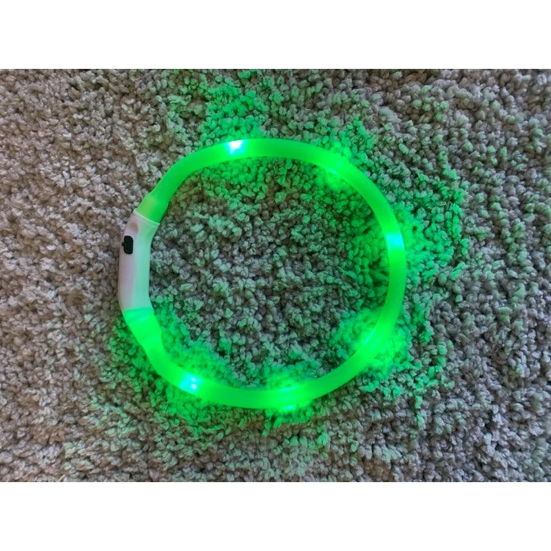 Világító USB led nyakörv közepes  méretben zöld színben