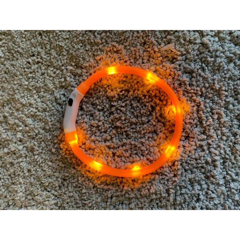 Világító USB led nyakörv kis közepes  méretben narancs színben