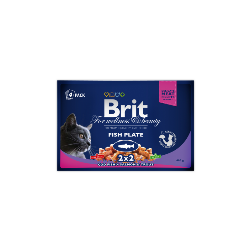 Brit Premium Cat Pouches Fish Plate 4X100G
