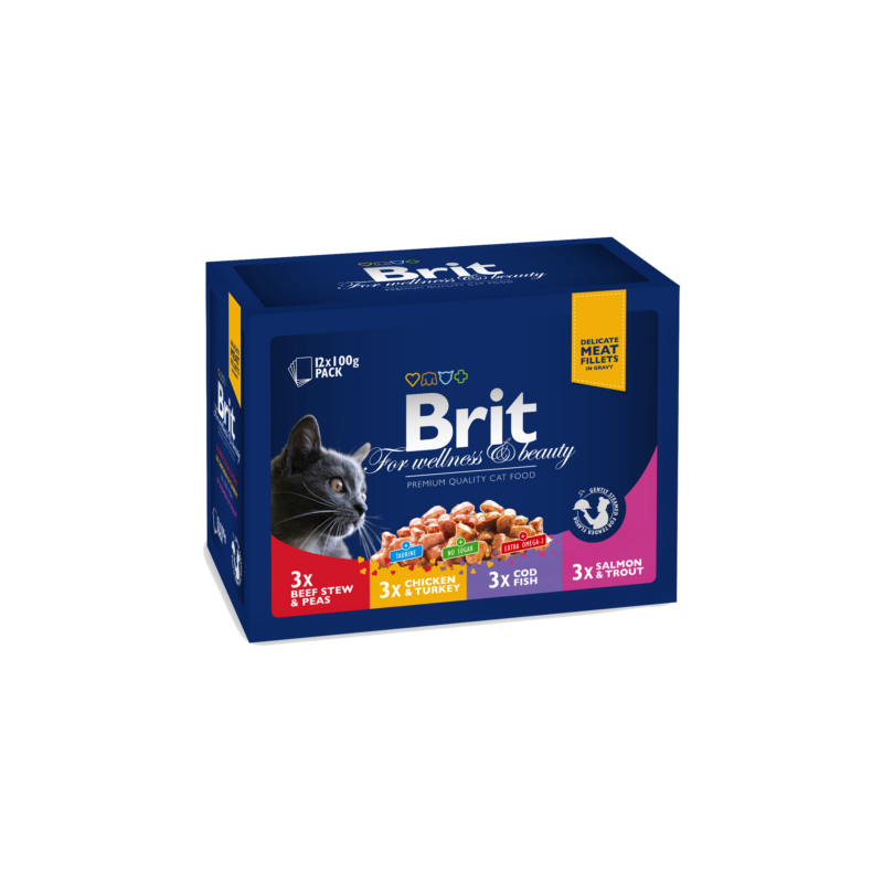 Brit Premium Cat Pouches Familiy Plate Poultry&Fish 12X100G