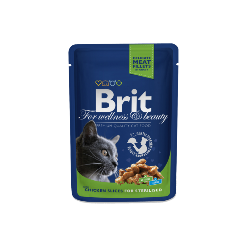 Brit Premium Cat Pouches Chicken Slices For Sterilised 100 G