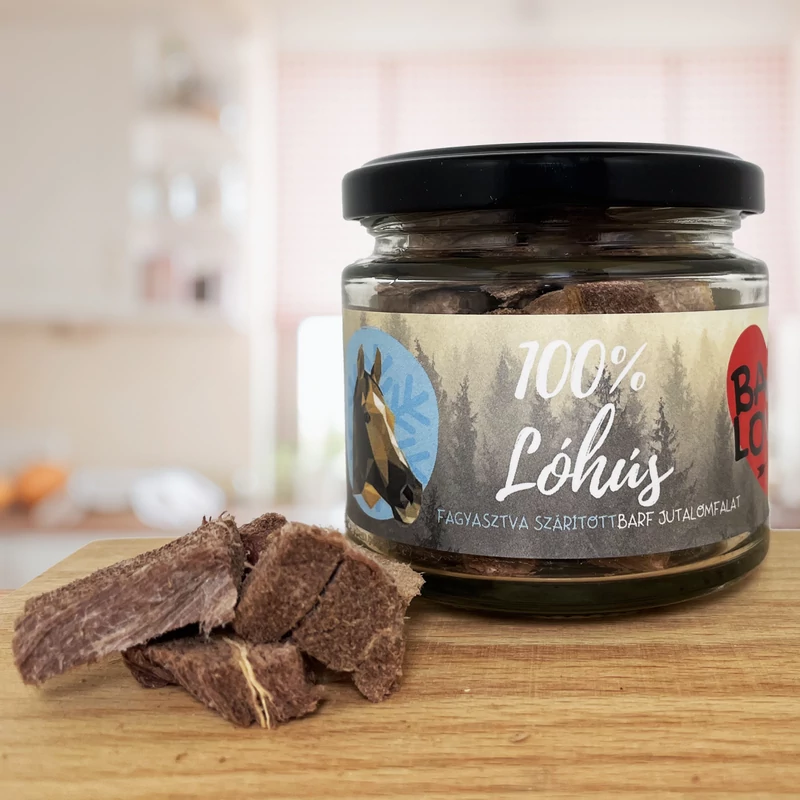 100% Lóhús fagyasztva szárított BARF jutalomfalat kutyáknak, 30 g - BARF LOVE